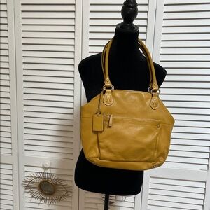 Elegant Yellow Leather Tote Bag